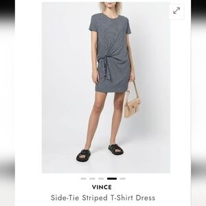 Vince | Striped Tie Waist Cotton T Shirt Dress Size Xs